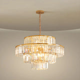 Adjustable Hanging Length Crystal Tiered Round Chandelier Image - 2