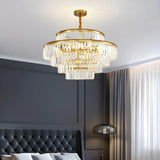 Adjustable Hanging Length Crystal Tiered Round Chandelier Image - 3