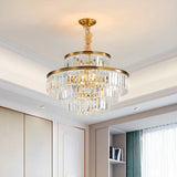 Adjustable Hanging Length Crystal Tiered Round Chandelier Image - 5