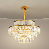 Adjustable Hanging Length Crystal Tiered Round Chandelier Image - 6