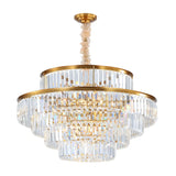 Adjustable Hanging Length Crystal Tiered Round Chandelier Image - 8