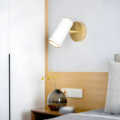 Adjustable Hardwired Cylinder Bedside Reading Wall Light Image - 1