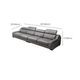 Adjustable Headrest Gray Faux Leather Corner Sectional Image - 14