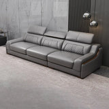 Adjustable Headrest Gray Faux Leather Corner Sectional Image - 2