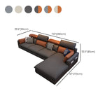 Adjustable Headrest Leather Sofa Chaise with Storage #size