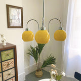 Adjustable Height 5-Light Yellow Globe Chrome Chandelier Image - 2