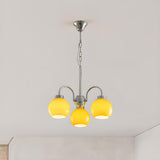 Adjustable Height 5-Light Yellow Globe Chrome Chandelier Image - 7