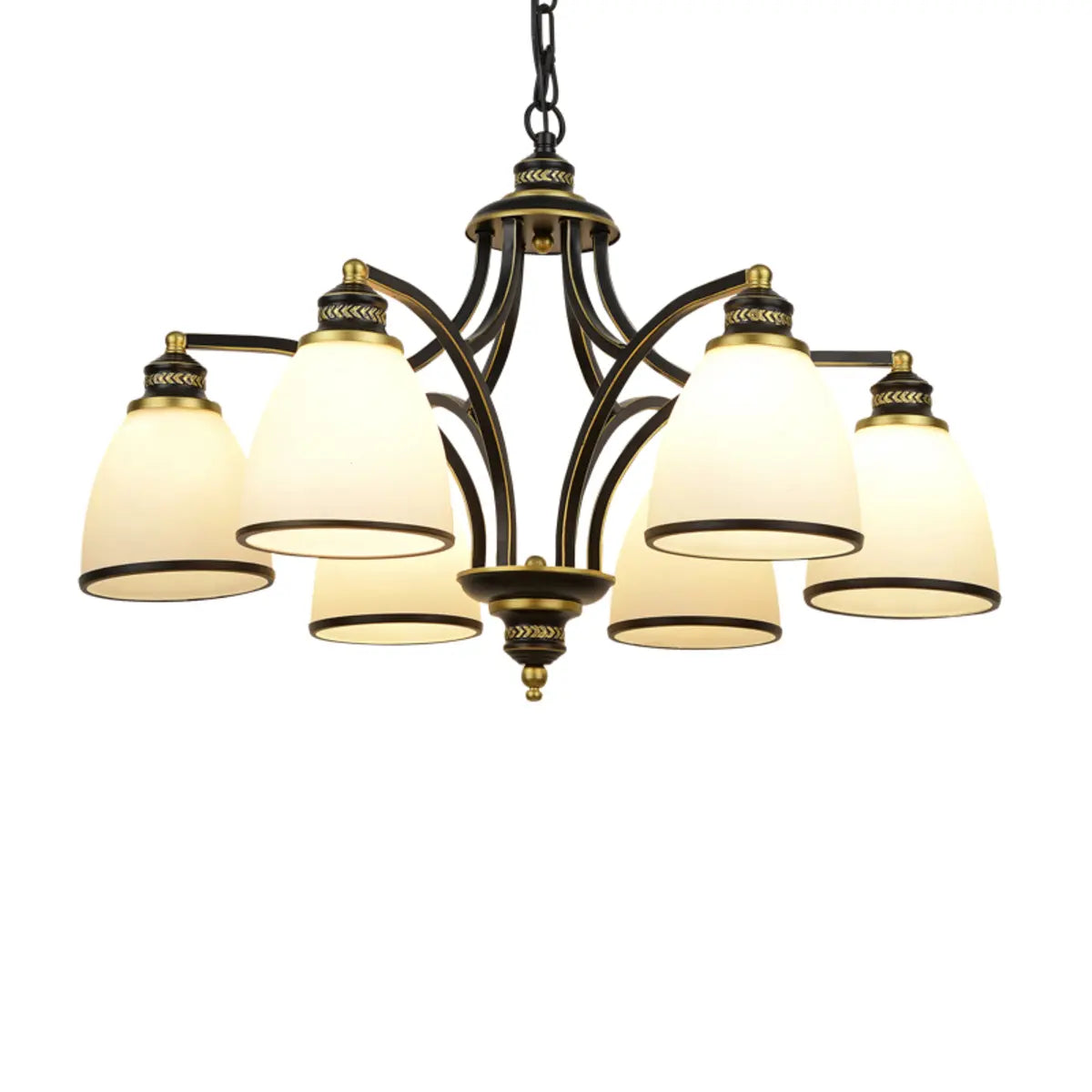 Adjustable Height 8-Light Black Gold Chandelier Image - 12