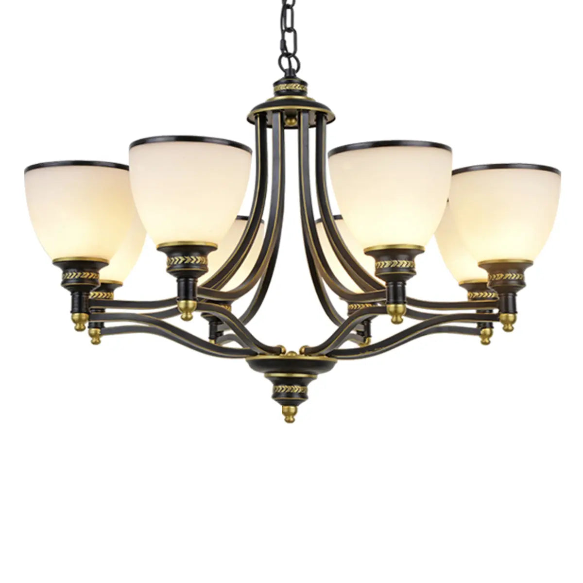 Adjustable Height 8-Light Black Gold Chandelier Image - 14