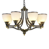 Adjustable Height 8-Light Black Gold Chandelier Image - 14