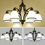 Adjustable Height 8-Light Black Gold Chandelier Image - 15