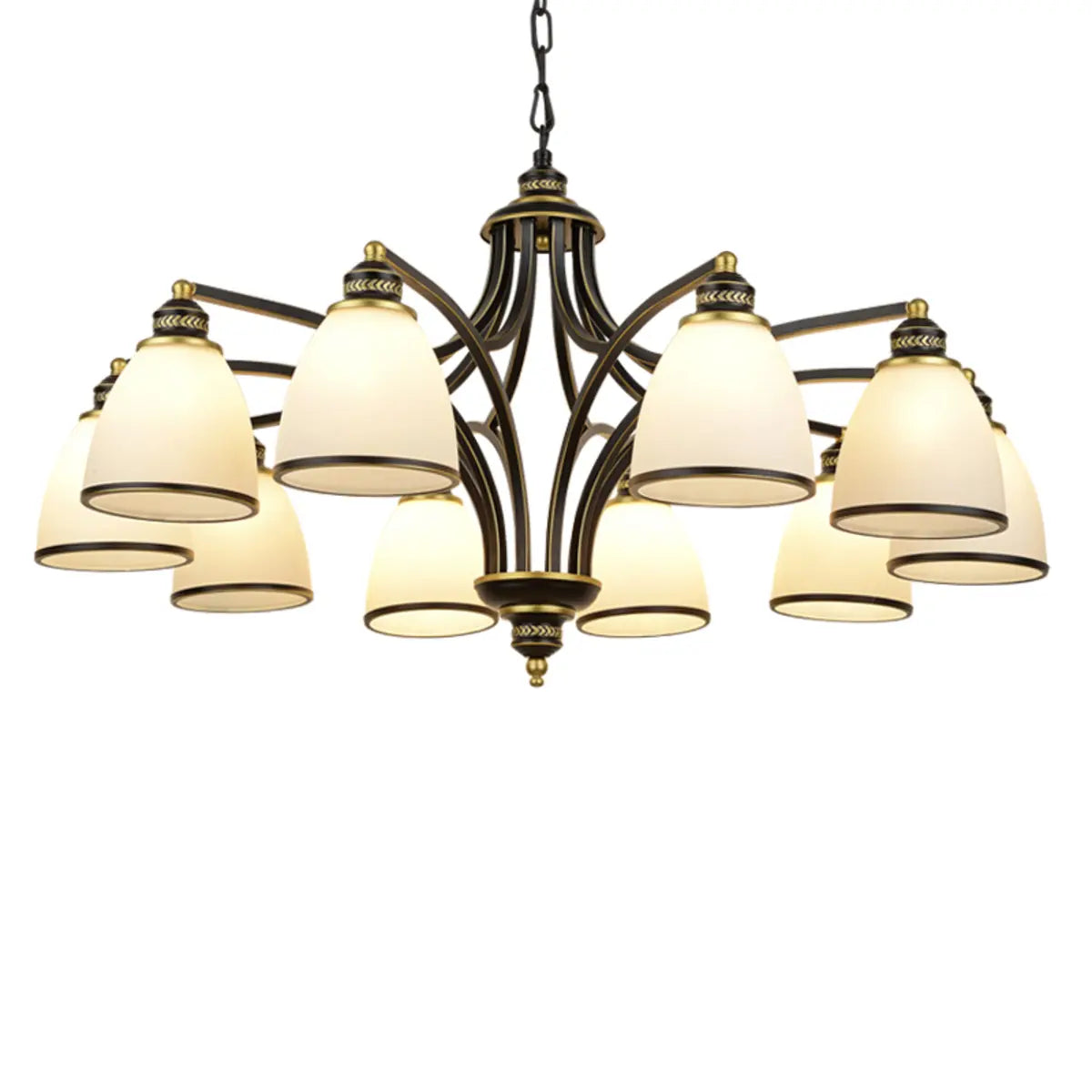 Adjustable Height 8-Light Black Gold Chandelier Image - 20