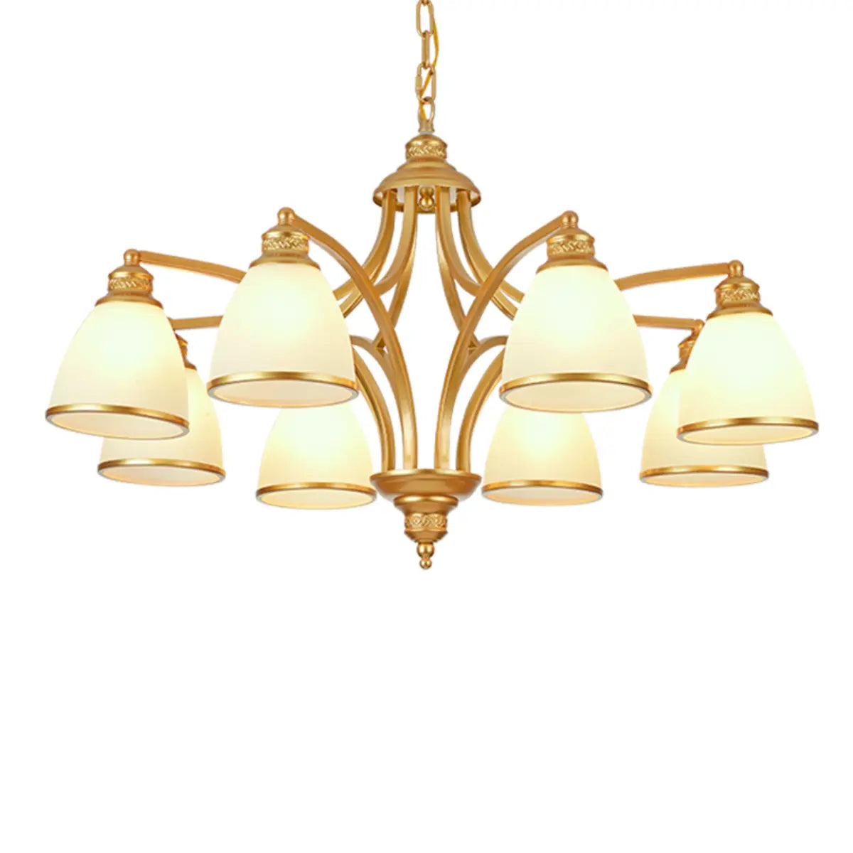 Adjustable Height 8-Light Black Gold Chandelier Image - 26