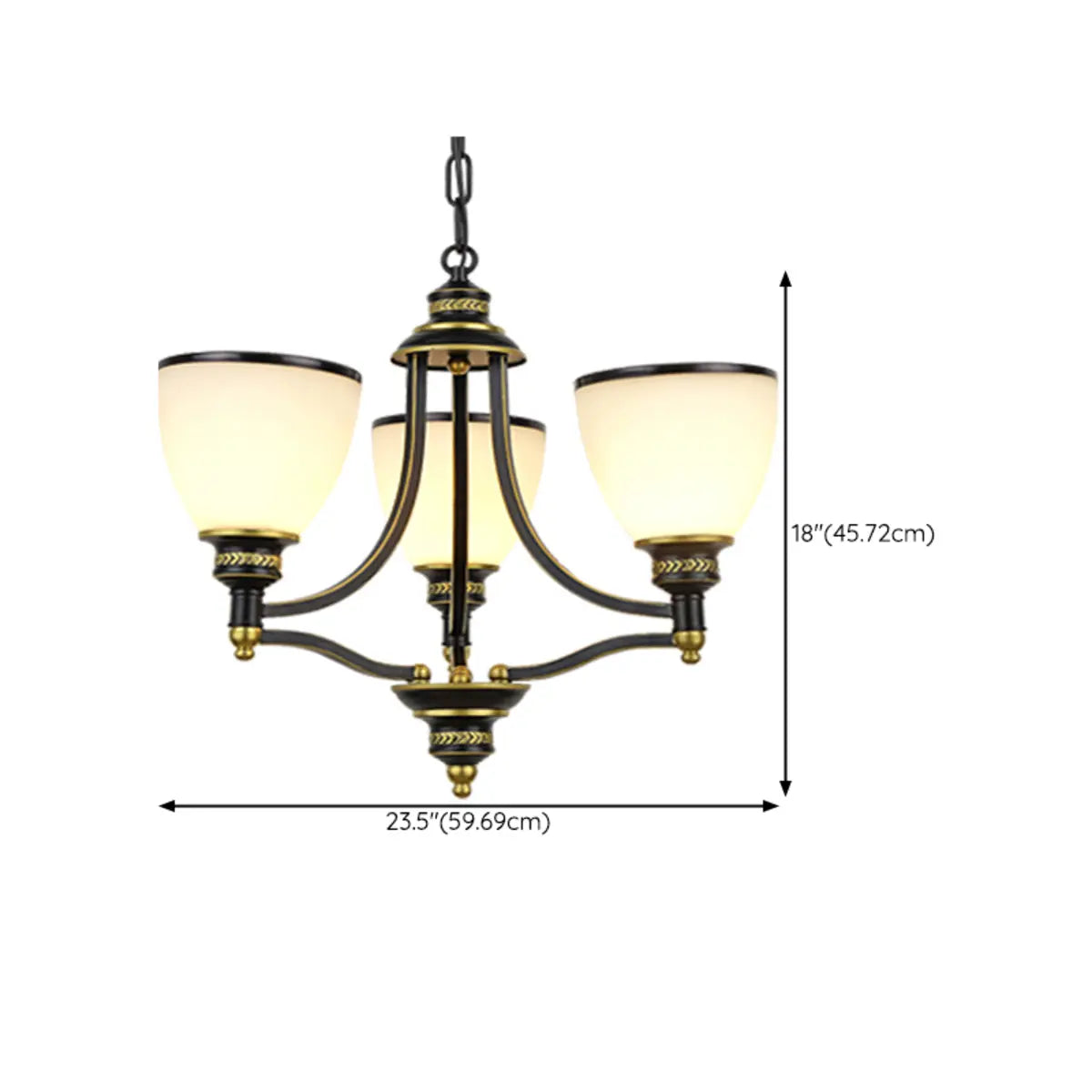 Adjustable Height 8-Light Black Gold Chandelier 