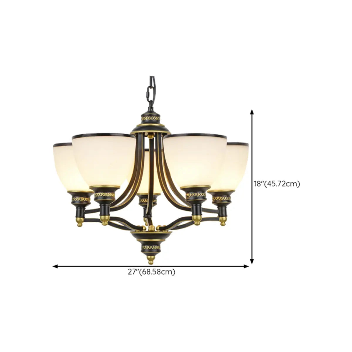 Adjustable Height 8-Light Black Gold Chandelier Image - 30