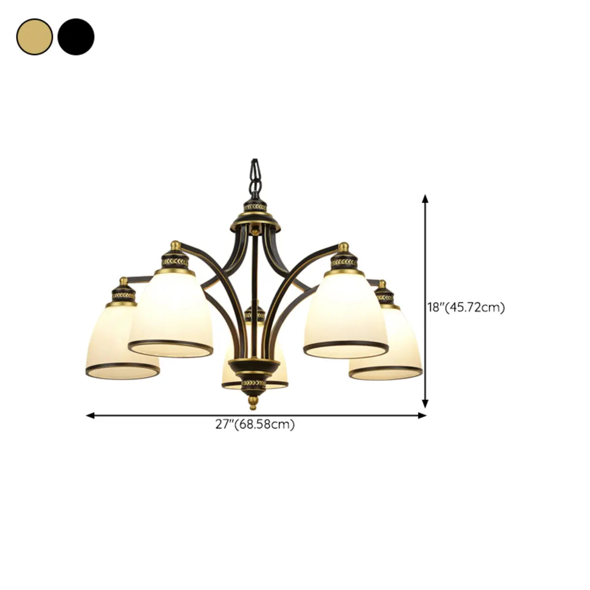 Adjustable Height 8-Light Black Gold Chandelier Image - 31