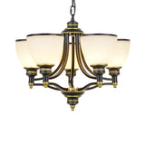 Adjustable Height 8-Light Black Gold Chandelier Image - 5