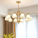 Adjustable Height 8-Light Black Gold Chandelier Image - 6