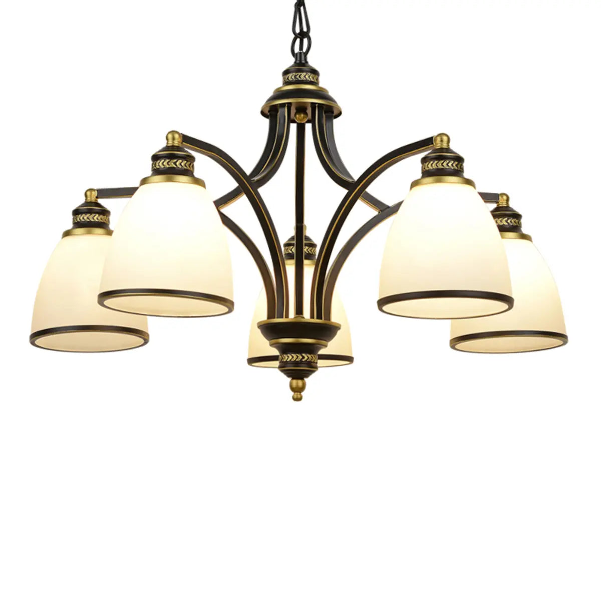 Adjustable Height 8-Light Black Gold Chandelier Image - 7