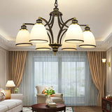 Adjustable Height 8-Light Black Gold Chandelier Image - 8