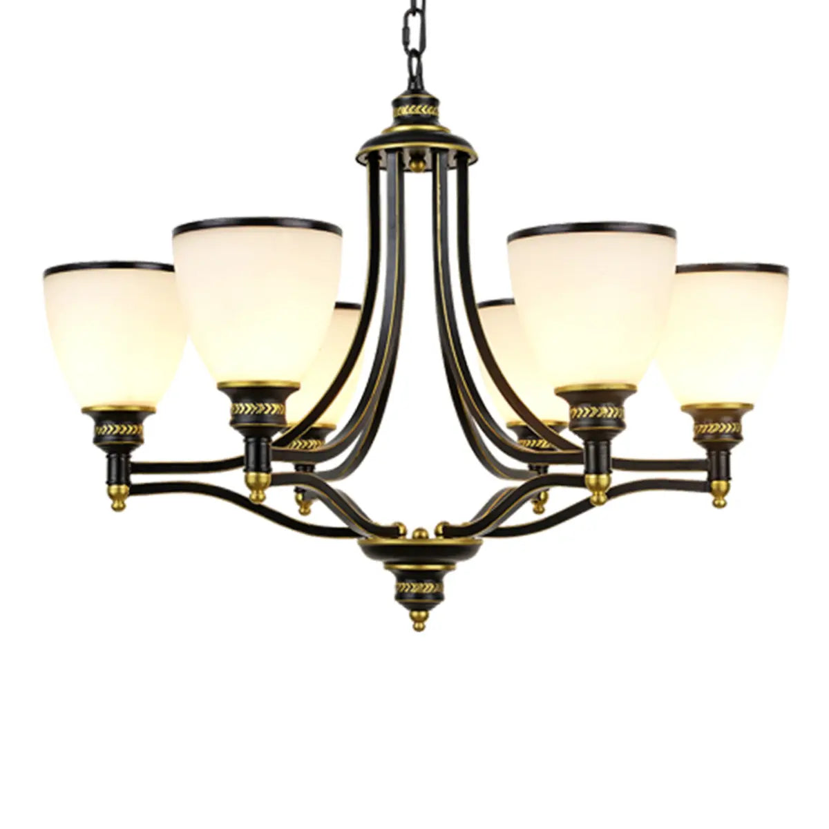 Adjustable Height 8-Light Black Gold Chandelier Image - 9