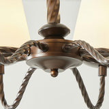 Adjustable Height Antique Bronze White Fabric Chandelier Image - 14