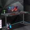 Adjustable Height Black Wood Steel T-Shape Gaming Desk Image - 2