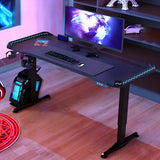 Adjustable Height Black Wood Steel T-Shape Gaming Desk Image - 4