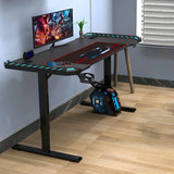 Adjustable Height Black Wood Steel T-Shape Gaming Desk Image - 6