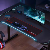 Adjustable Height Black Wood Steel T-Shape Gaming Desk Image - 9