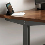 Adjustable Height Brown Wood T-Shaped Standing Desk Image - 12