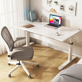 Adjustable Height Brown Wood T-Shaped Standing Desk Image - 4