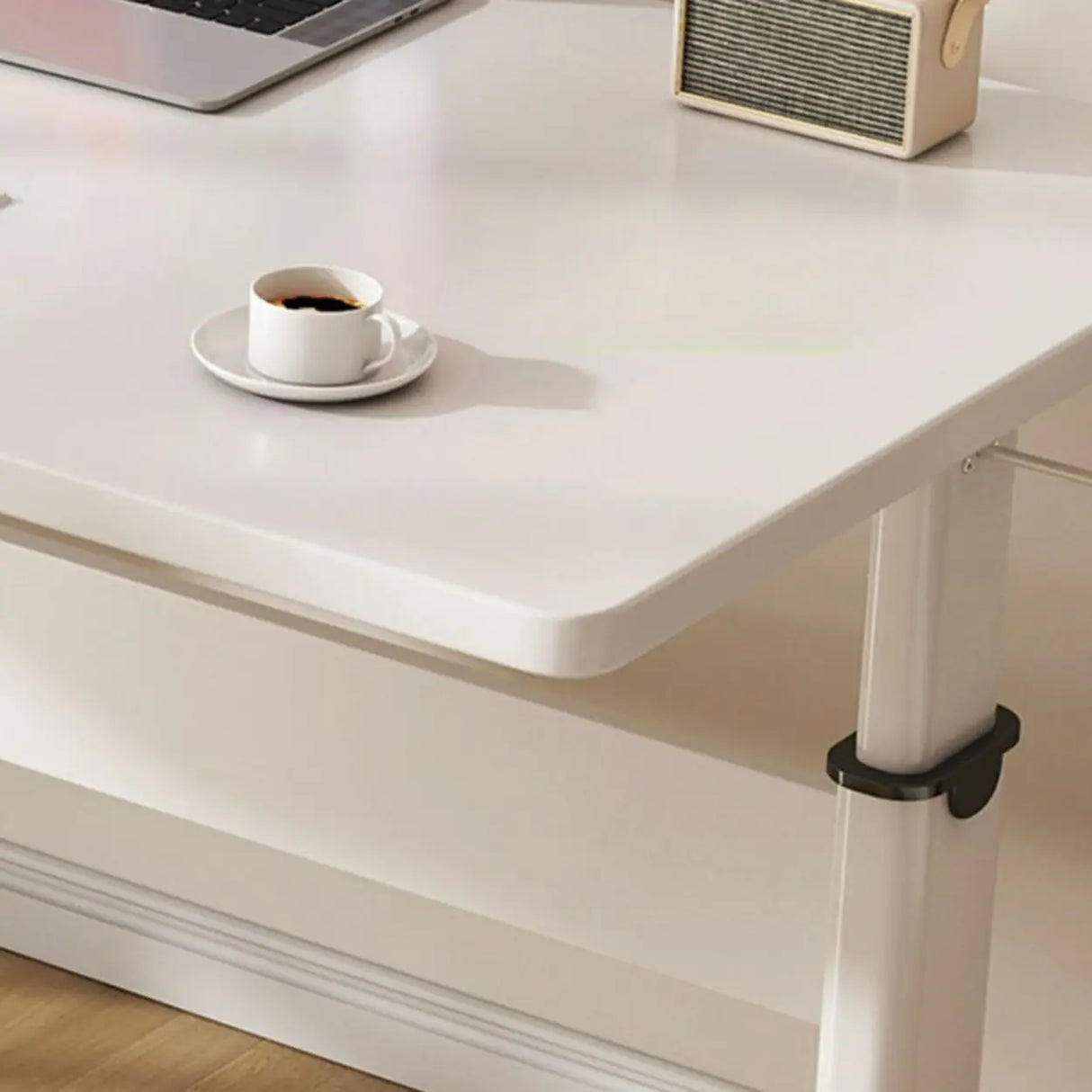 Adjustable Height Brown Wood T-Shaped Standing Desk Image - 8