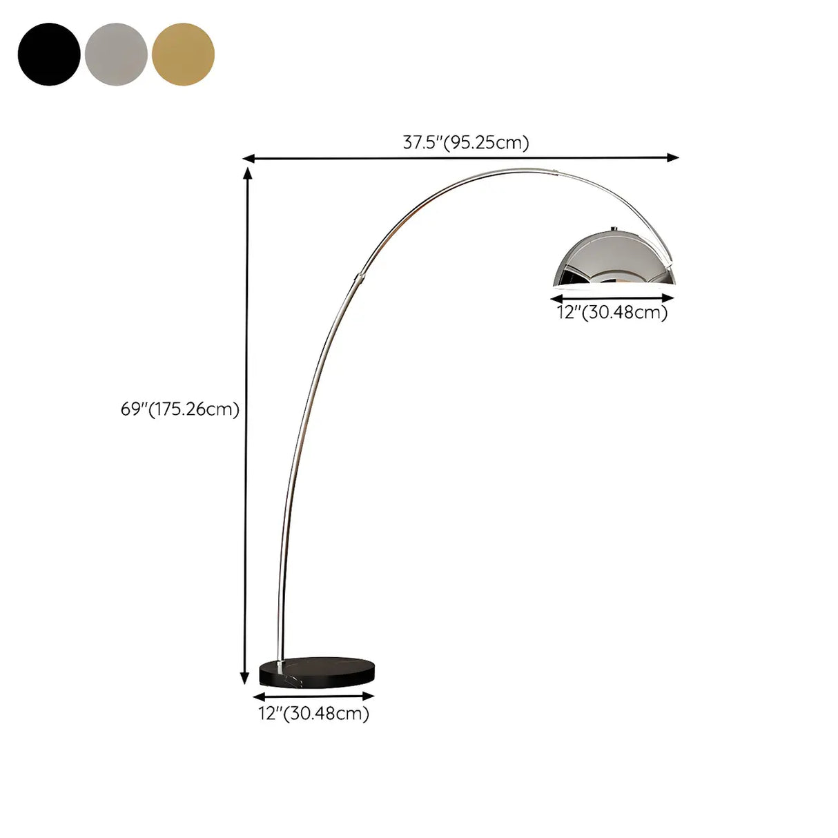 Adjustable Height Chrome Dome and Arc Floor Lamp 