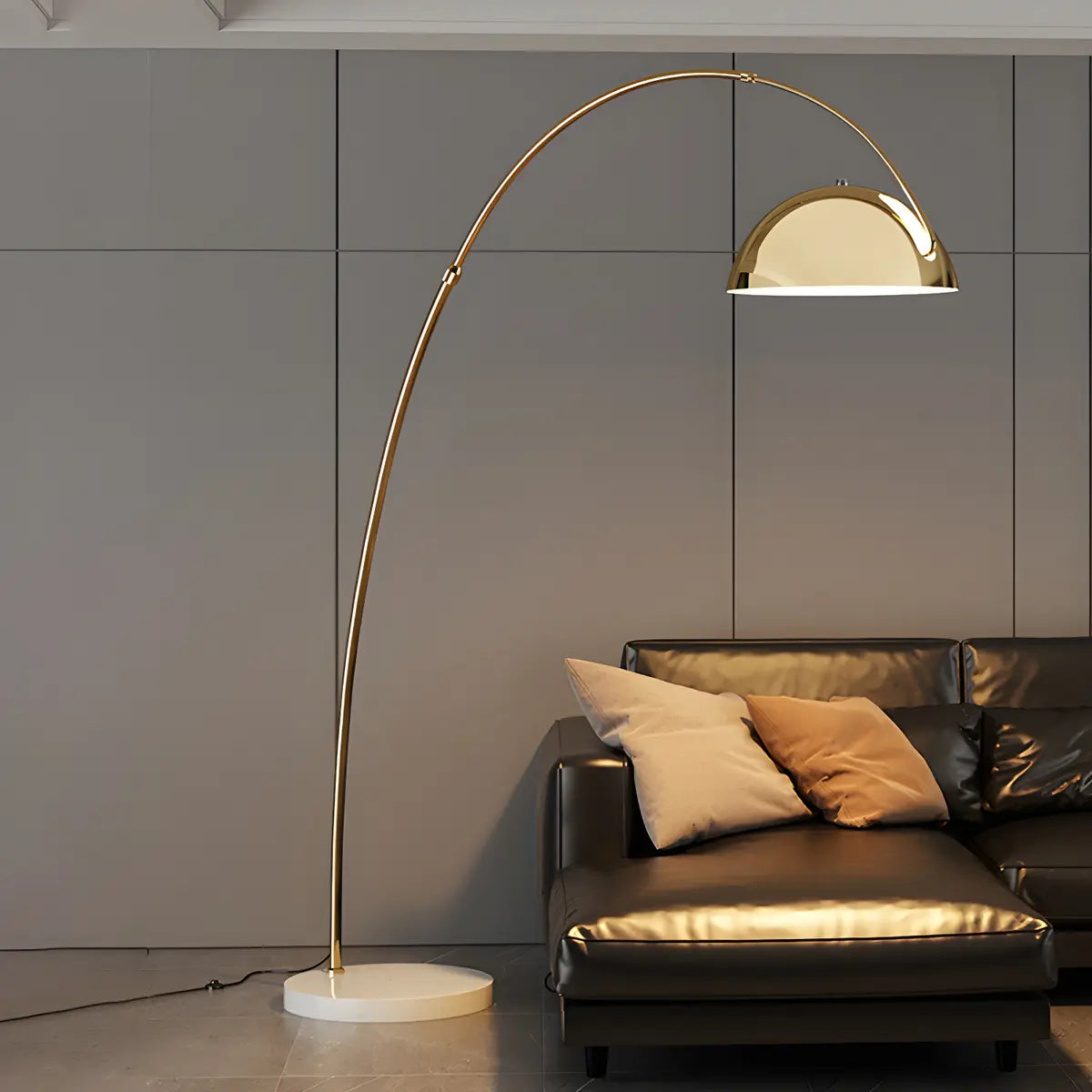 Adjustable Height Chrome Dome and Arc Floor Lamp Image - 2