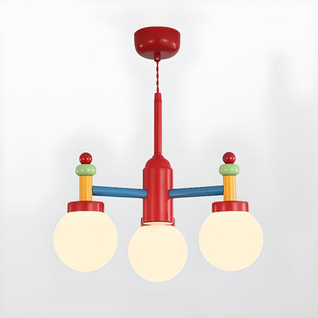 Adjustable Height Colorful Kids Room Globe Bulbs Chandelier Image - 2