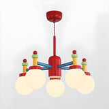 Adjustable Height Colorful Kids Room Globe Bulbs Chandelier Image - 3