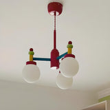 Adjustable Height Colorful Kids Room Globe Bulbs Chandelier Image - 4