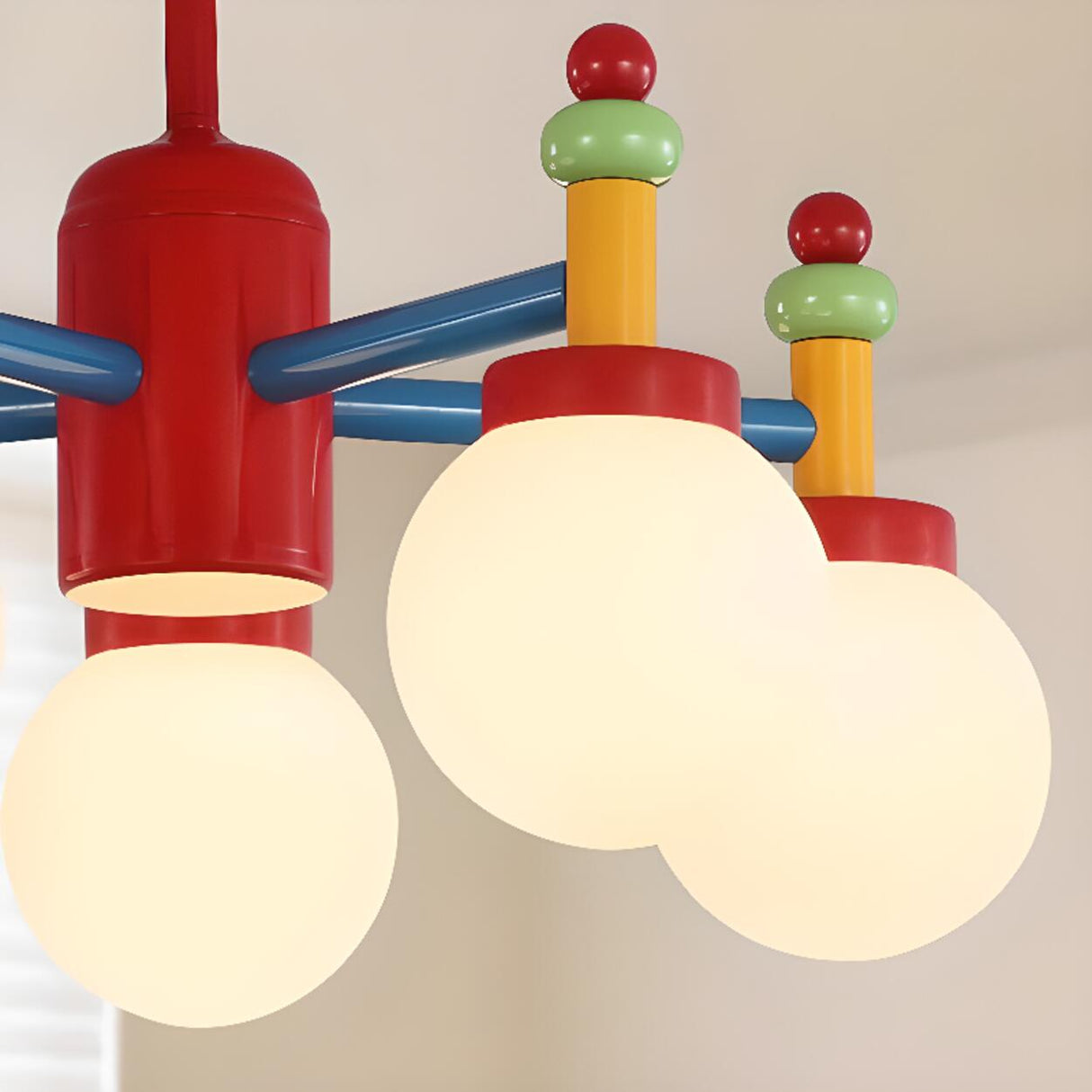 Adjustable Height Colorful Kids Room Globe Bulbs Chandelier Image - 7