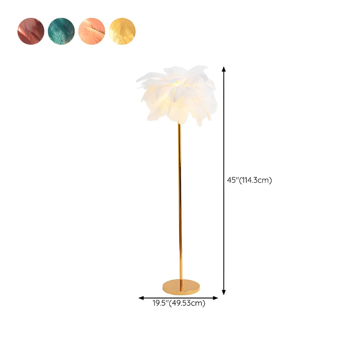 Adjustable Height Decorative White Feather Floor Lamp 