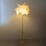 Adjustable Height Decorative White Feather Floor Lamp Image - 2