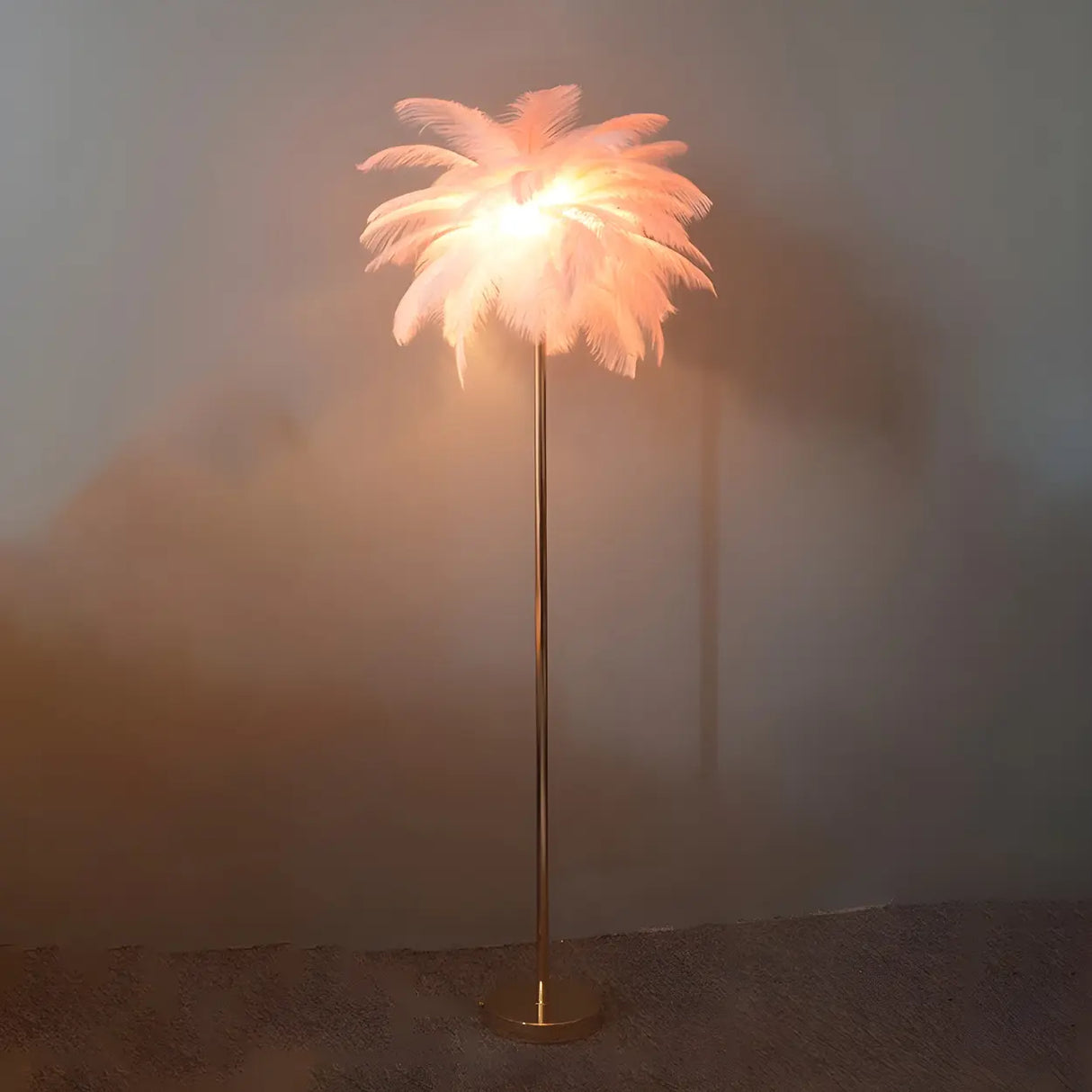 Adjustable Height Decorative White Feather Floor Lamp Image - 3