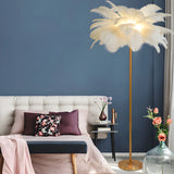 Adjustable Height Decorative White Feather Floor Lamp Image - 5