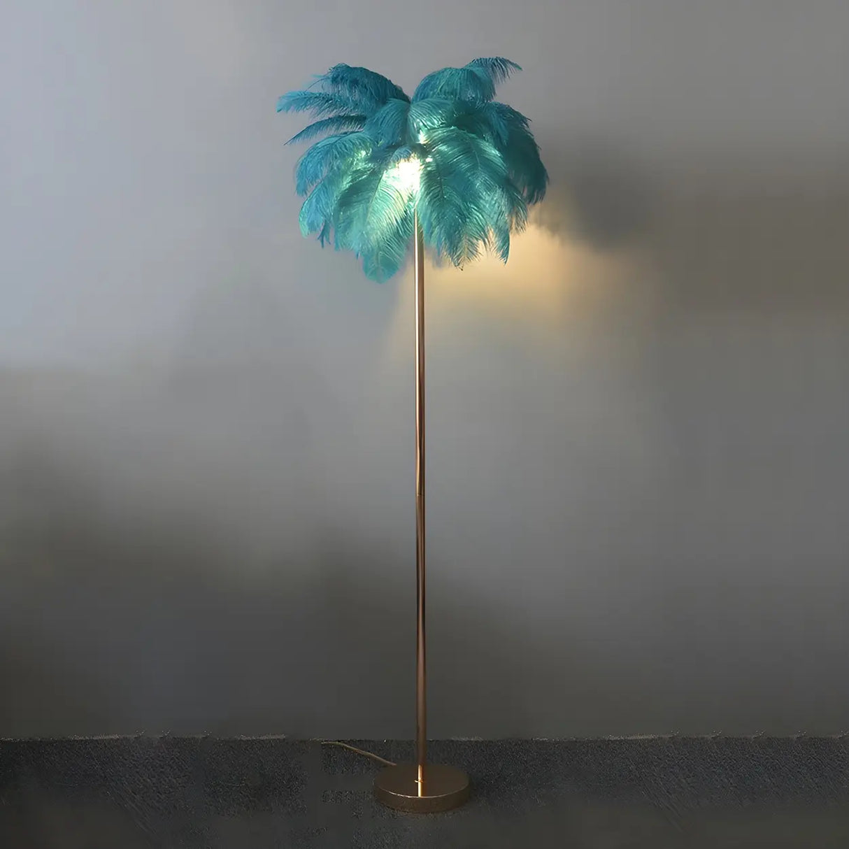 Adjustable Height Decorative White Feather Floor Lamp Image - 6