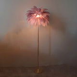 Adjustable Height Decorative White Feather Floor Lamp Image - 7