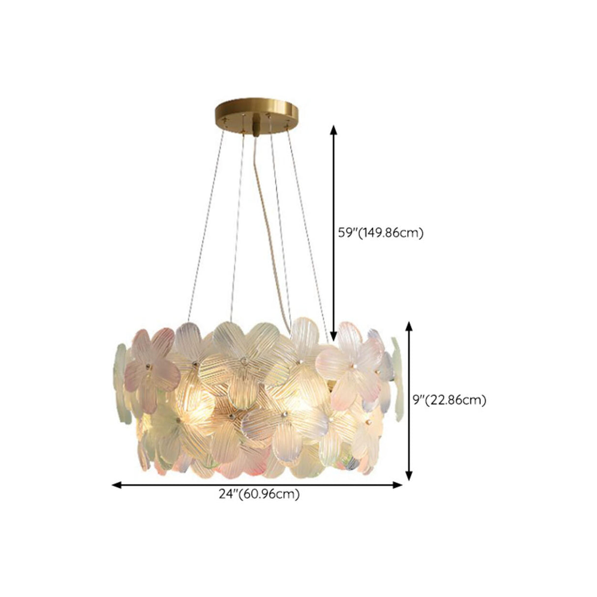 Adjustable Height Elegant Floral Glass Pendant Chandelier Image - 9