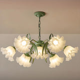 Adjustable Height Elegant Green Floral Chandelier Image - 12