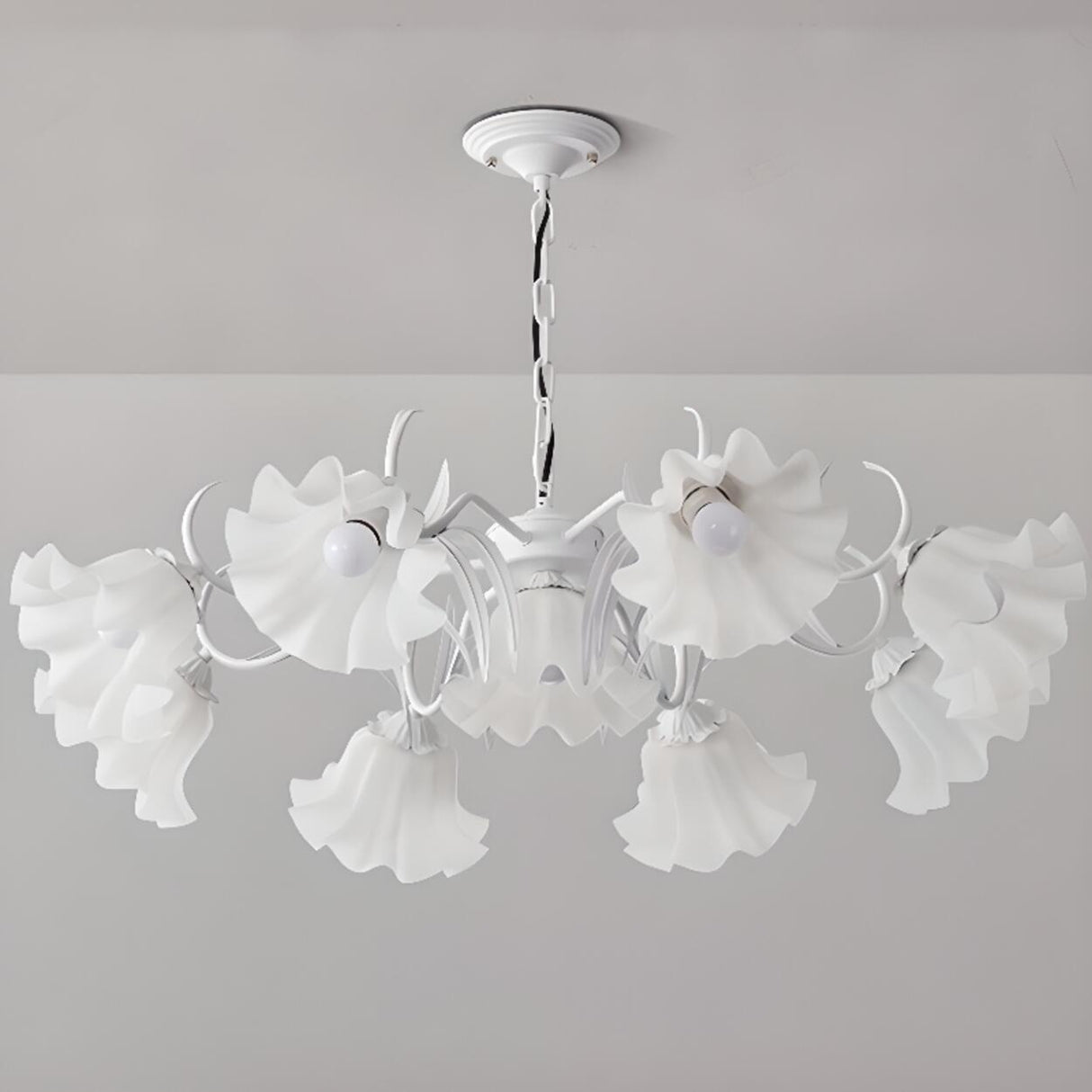 Adjustable Height Elegant Green Floral Chandelier Image - 14