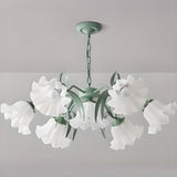 Adjustable Height Elegant Green Floral Chandelier Image - 15