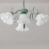 Adjustable Height Elegant Green Floral Chandelier Image - 16